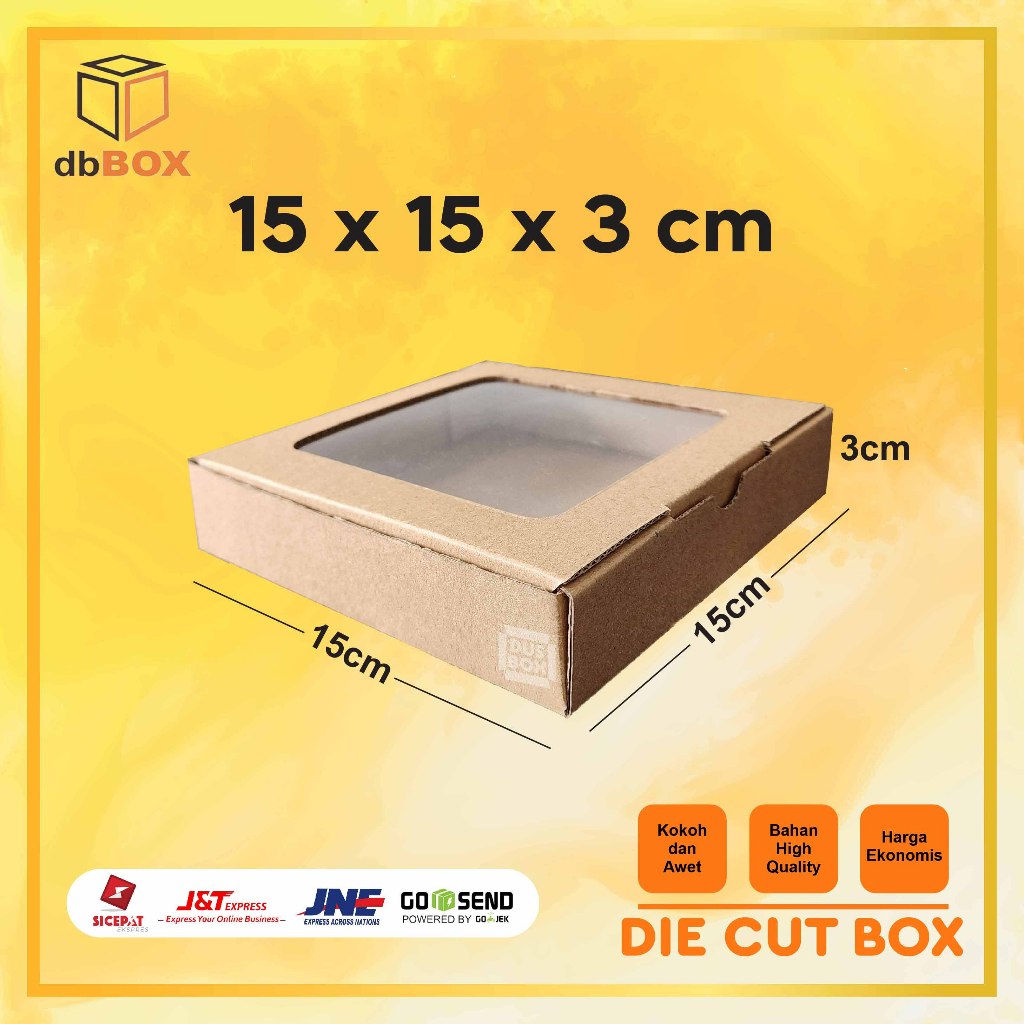 BOX MIKA 15X15X3 cm kardus die cut, untuk kue hampers gift box MIKA KUE-