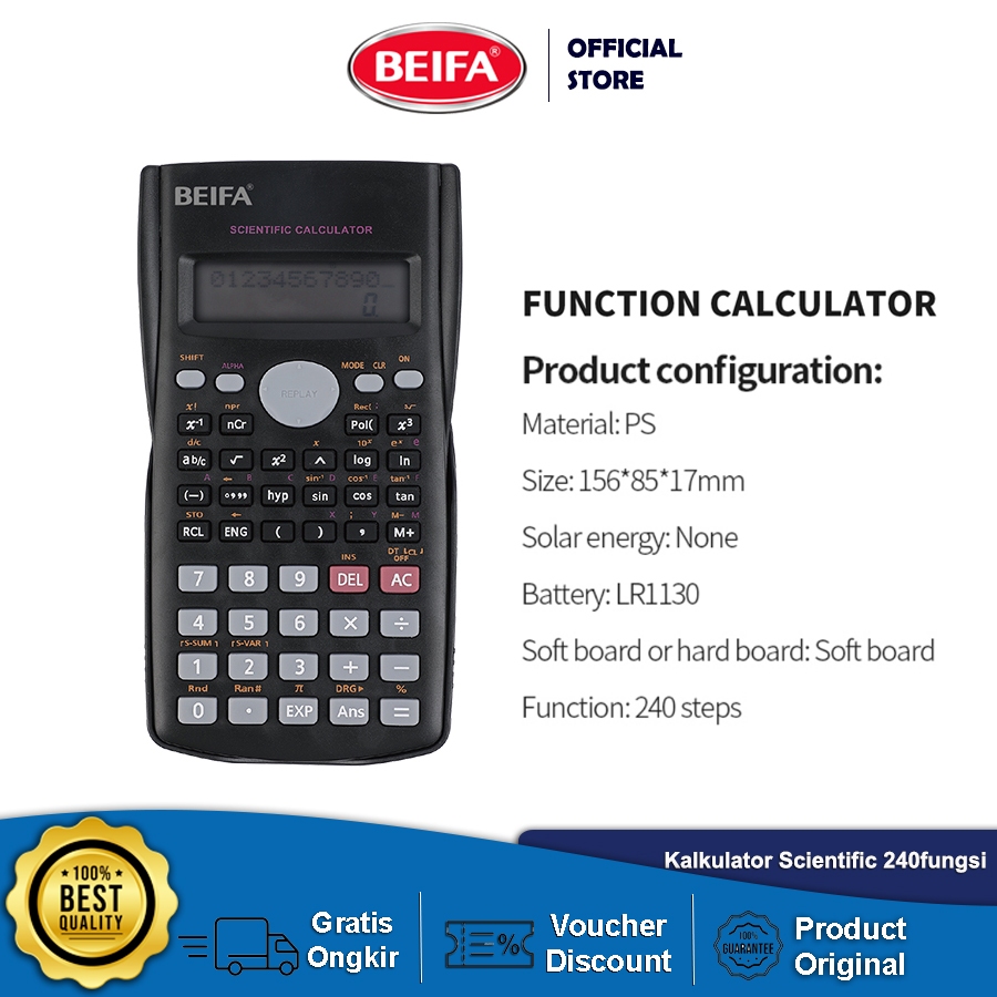 

Beifa Kalkulator Elektronik Scientific Calculator Fungsi 240 Step Garansi 1 Tahun FL10