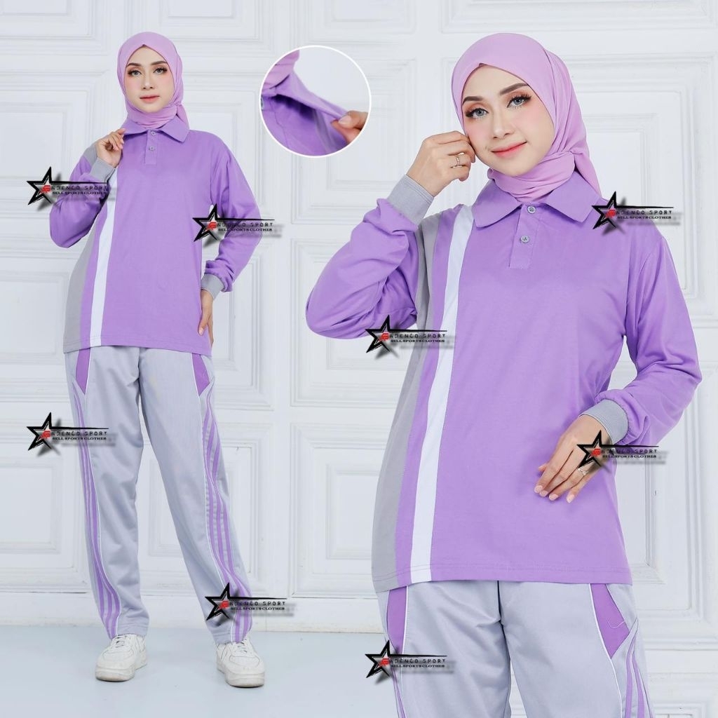 Seragam olahraga Tunik wanita kerah katun. [Olahraga muslimah] Senam Aerobik muslimah terbaru