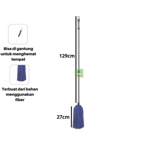 Pel Lantai Nagata 1550 Kanebo PVC Yarn Mop Dengan Gagang Aluminium / Kain Lap Pel Microfiber Tebal K