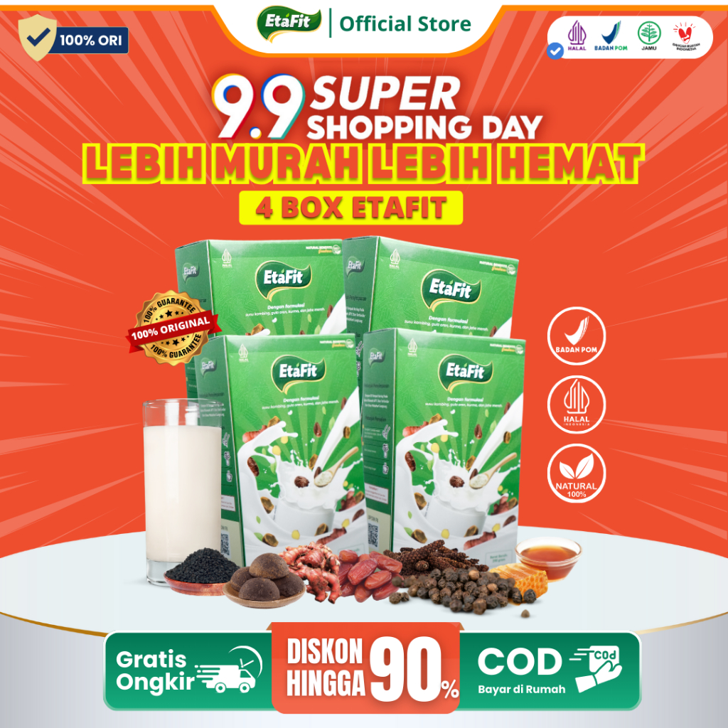 

ETAFIT - Solusi Masalah Pernafasan - Susu Kambing Etawa Bubuk Asli 100% Original - Paket 4 Box