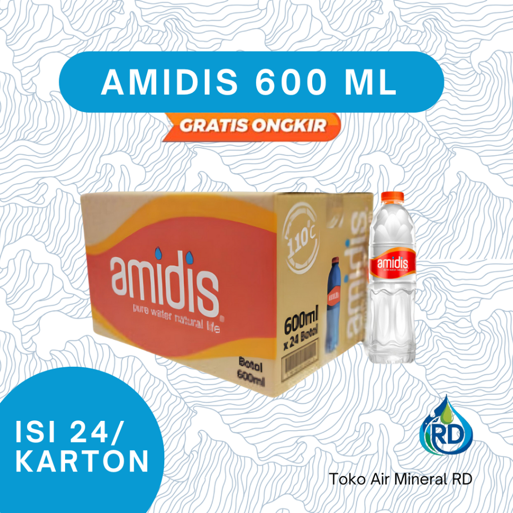 

RD - AMIDIS Botol 600 ML 1 Dus - Isi 24 x 600 ML - Air Minum Mineral Botol