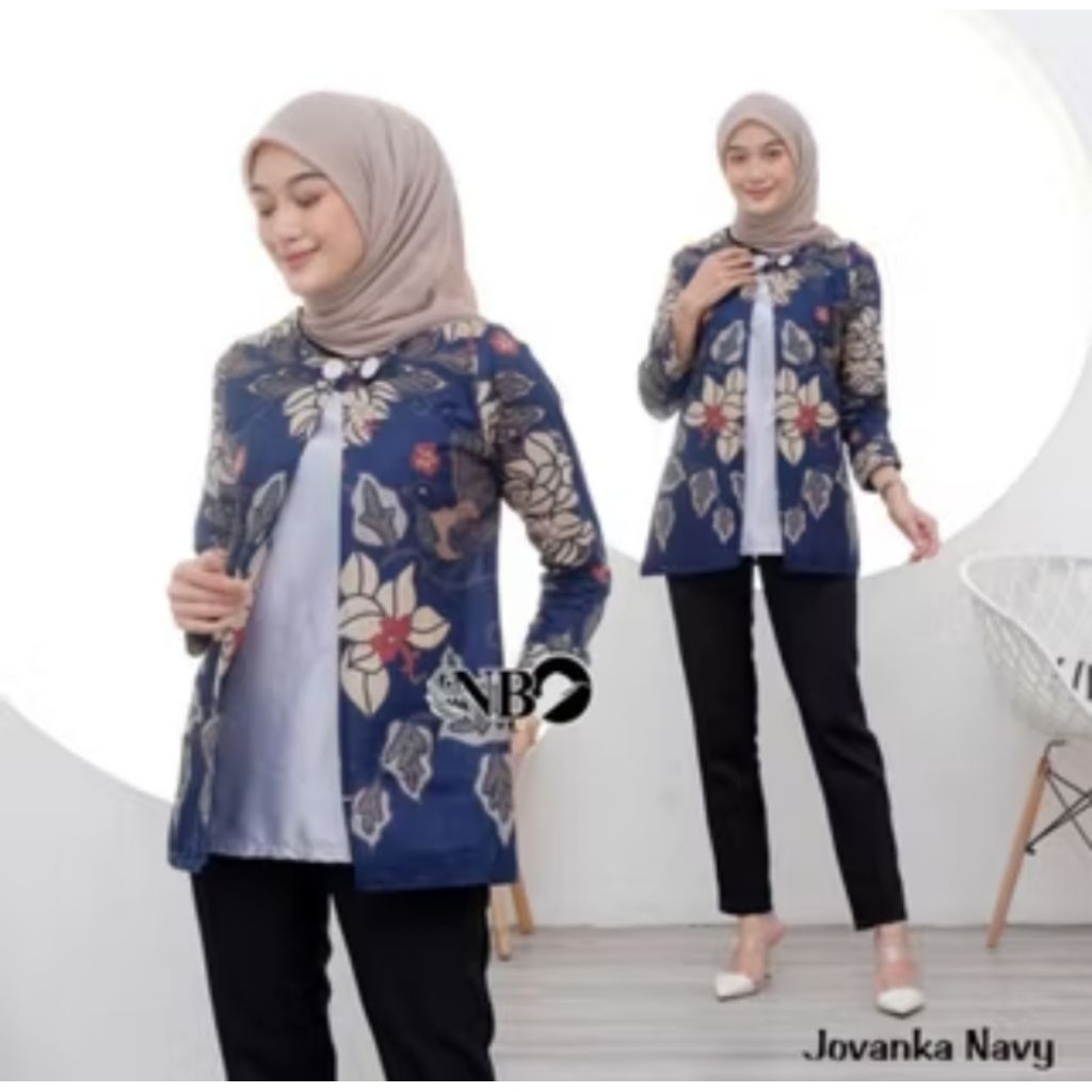 Batik Blues Wanita Motif Daun