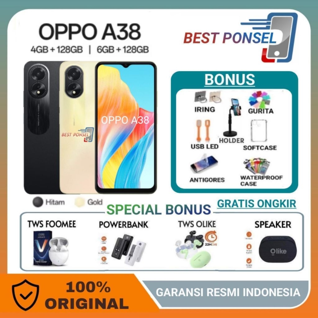 OPPO A38 4G RAM 4/128GB | 6/128GB GARANSI RESMI OPPO INDONESIA