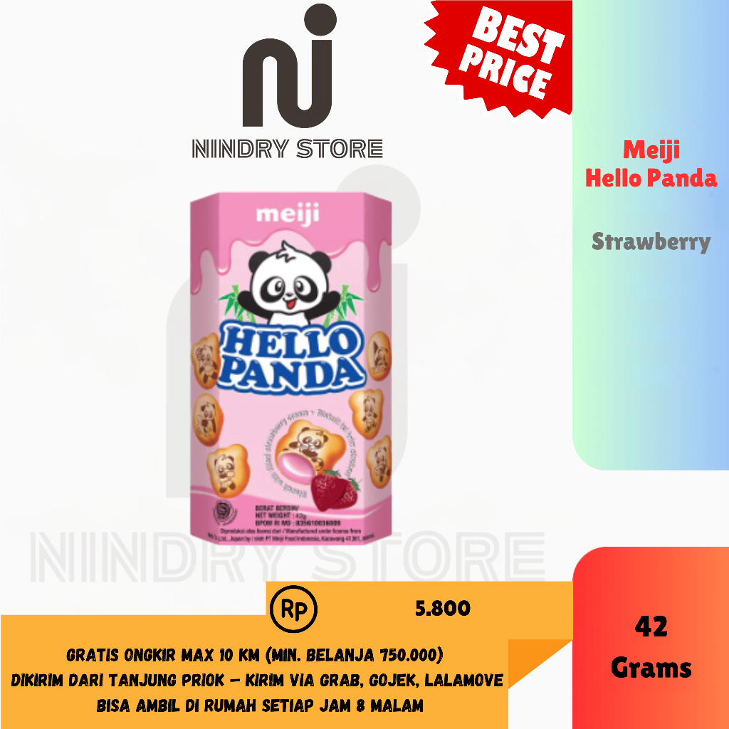 

Hello Panda 42g – Strawberry – Snack Biskuit Isi Krim Strawberry Exp Desember 2025 | Nindry Store