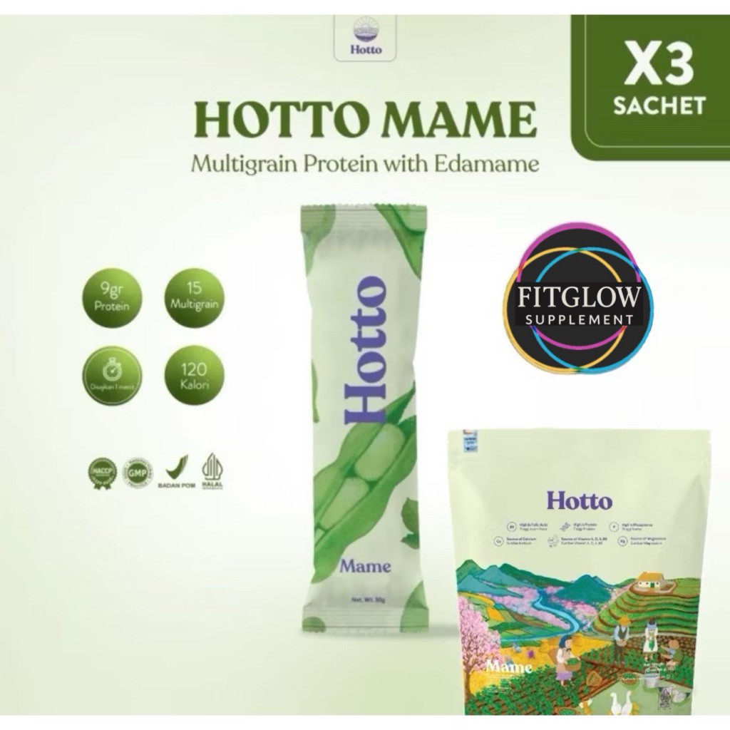 

(Bisa Gosend) 3 SACHET HOTTO MAME Hotto Purto Superfood Oat Whey Protein Multigrain Hotto Edamame Meal Replacement Pengganti Sarapan GERD HALAL BPOM