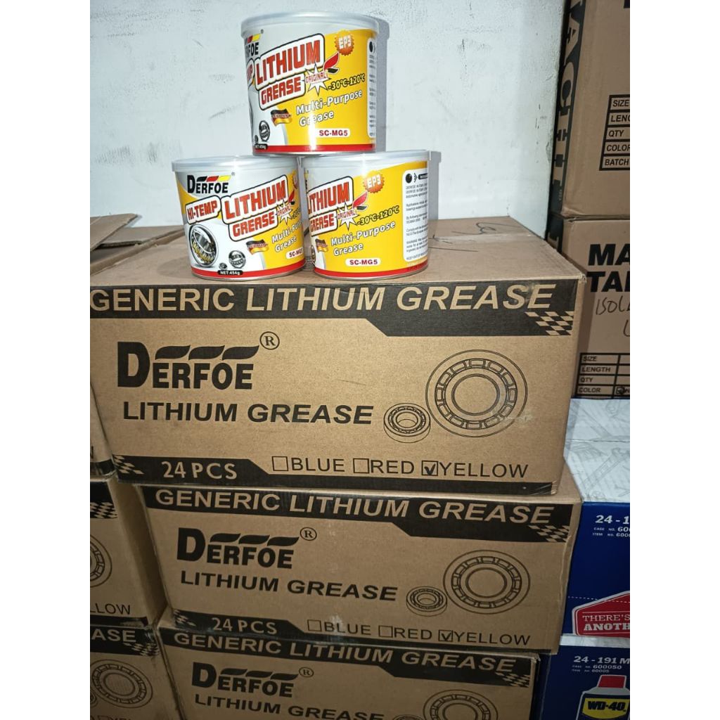 DERFOE – LITIUM GREASE KUNING 450GR HI-TEMP PELUMAS BEARING MOBIL MOTOR TAHAN PANAS KUAT ANTI KARAT