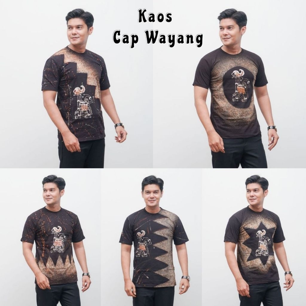 Kaos Batik Wayang Pria Katun – Kaos Oblong Lengan Pendek Motif Etnik Modern