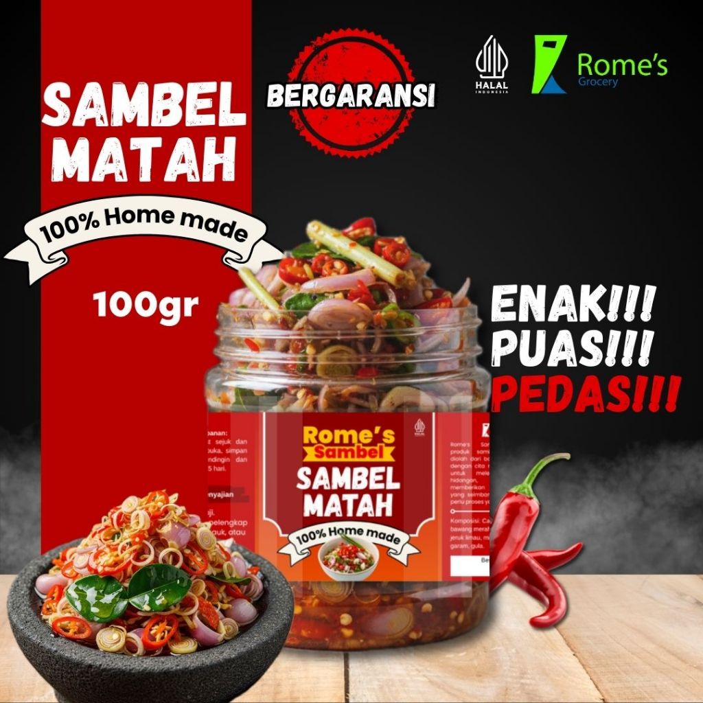 

Sambal Matah Rome’s – Pedas Fresh, Gurih, Praktis, Enak Banget - 100% Bergaransi