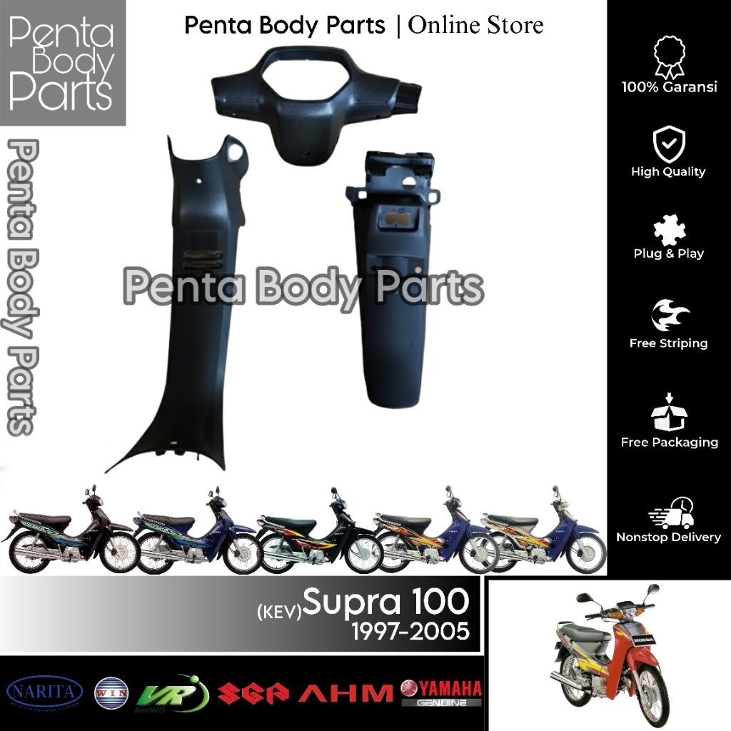 Full Set Cover Body Kasar Honda Supra 100 (KEV) - Ful Bodi Kasar Astrea Supra X XX V 1997-2005
