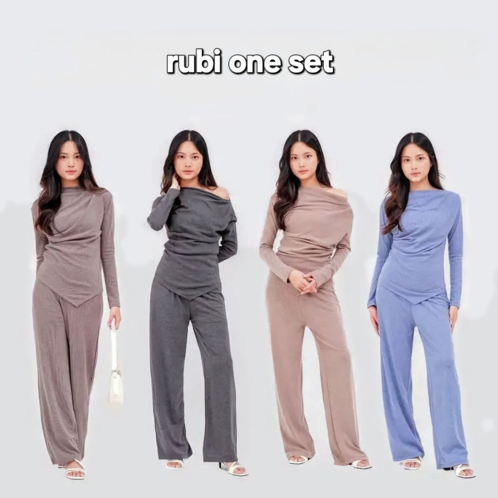 RUBY ONE SET / Setelan Kulot Wanita Baju Muslim Bahan Knit