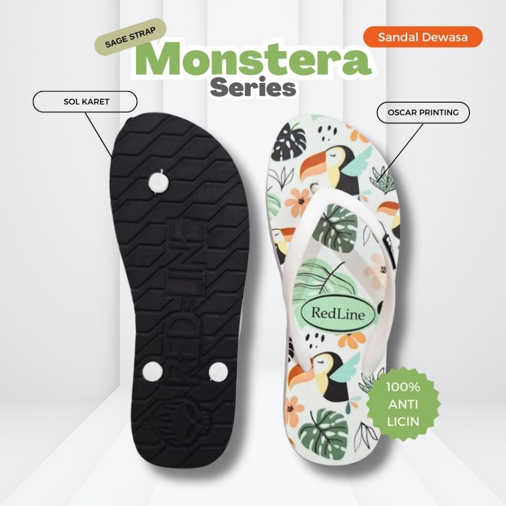 sandal japit wanita dewasa MONSTERA 36/40 redline