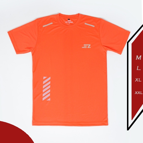 EZRY X Kaos Olahraga Pria Jersey DryFit Atasan Quickdry Shirt Orange Lari Fitnes Futsal Gym Voly