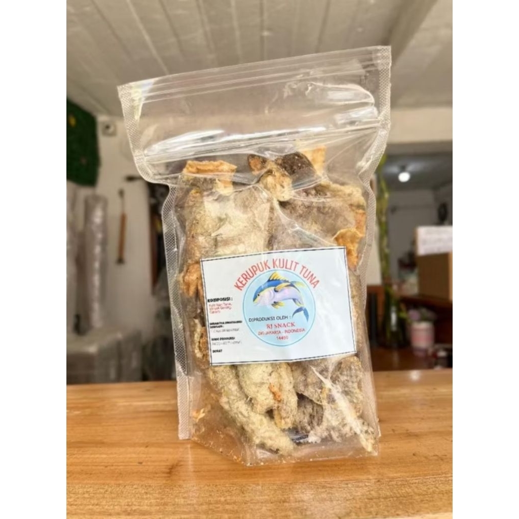 kerupuk kulit ikan tuna 175gr tanpa tepung renyah cemilan sehat