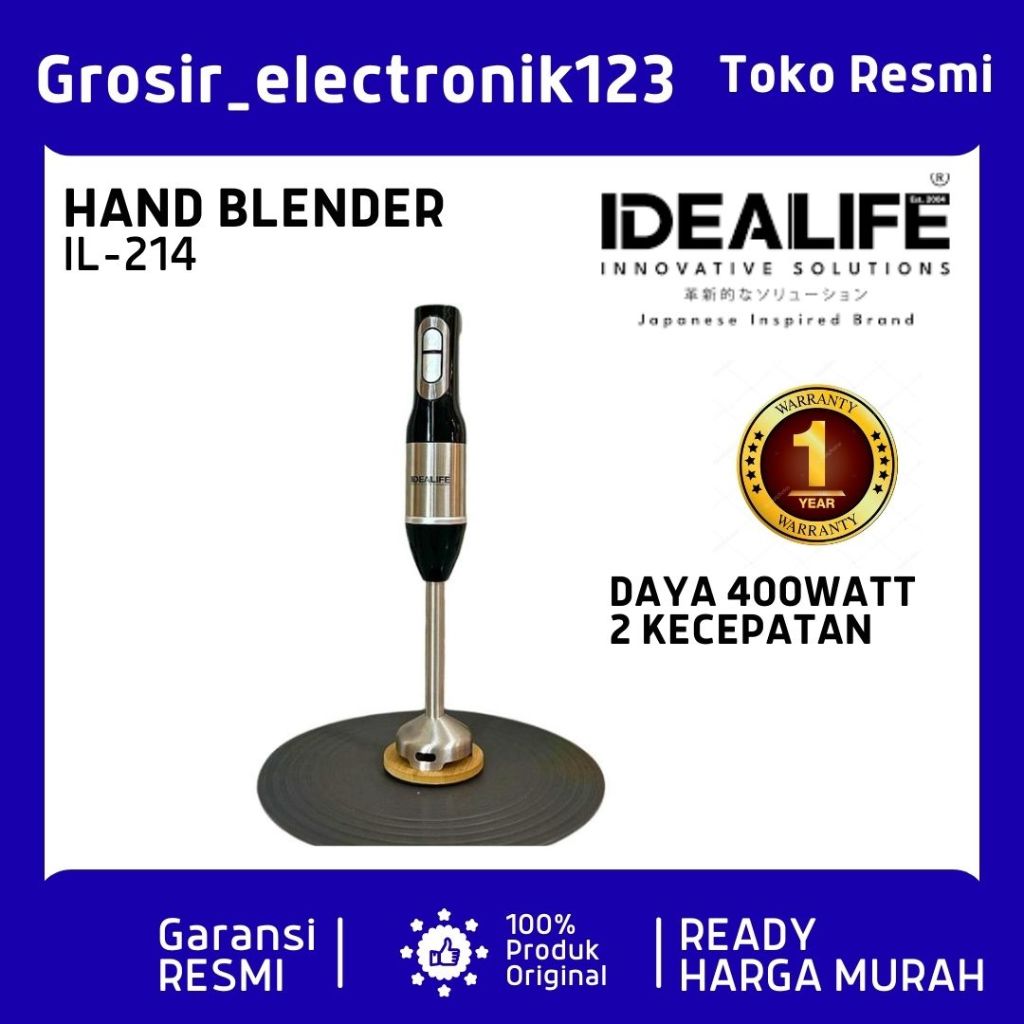 Idealife Hand Blender Idealife IL-214 - Blender Penggiling Buah dan Sayur