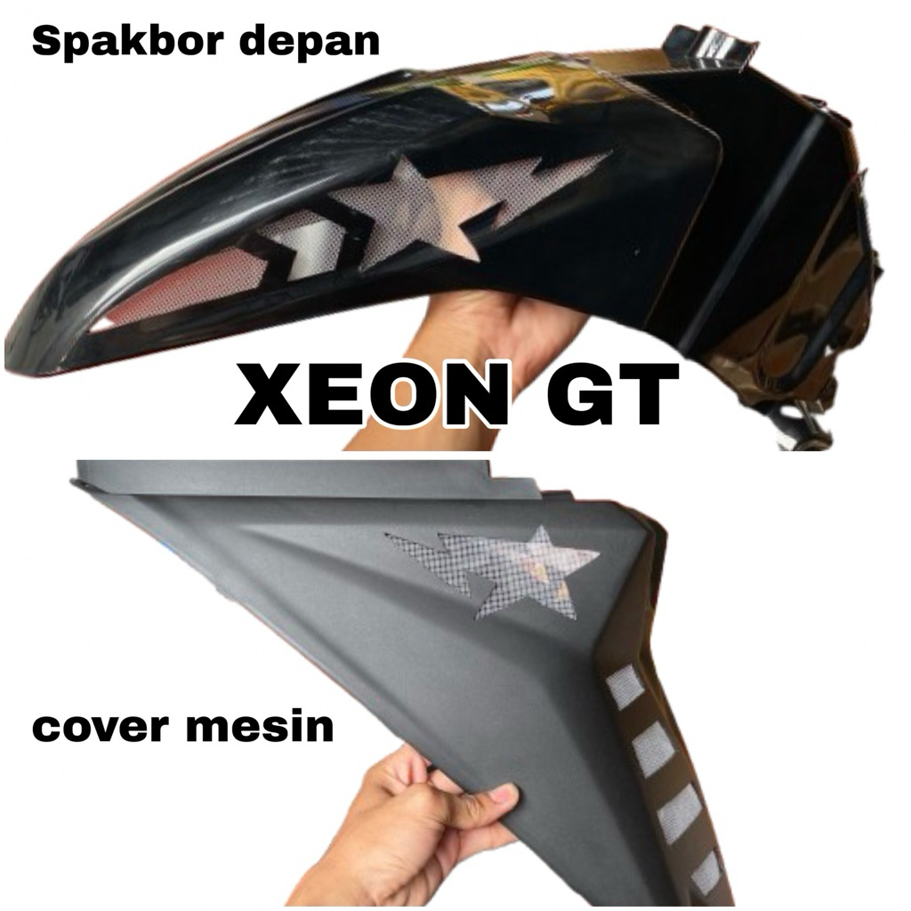 spakbor depan xeon karbu gt 125 + cover mesin xeon gt sudah coak