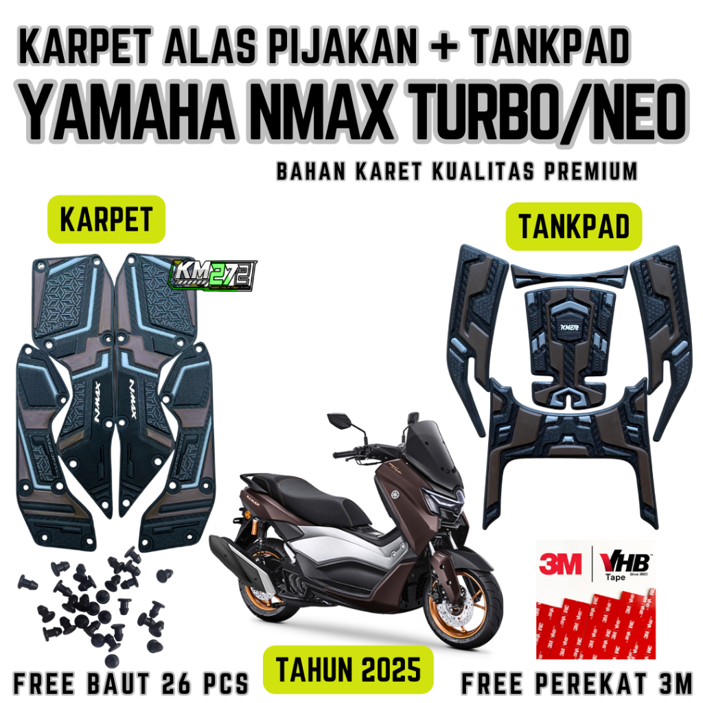 AKSESORIS MOTOR YAMAHA NMAX TURBO/TECHMAX/NEO/NEO S KARPET & TANKPAD BAHAN KARET PREMIUM