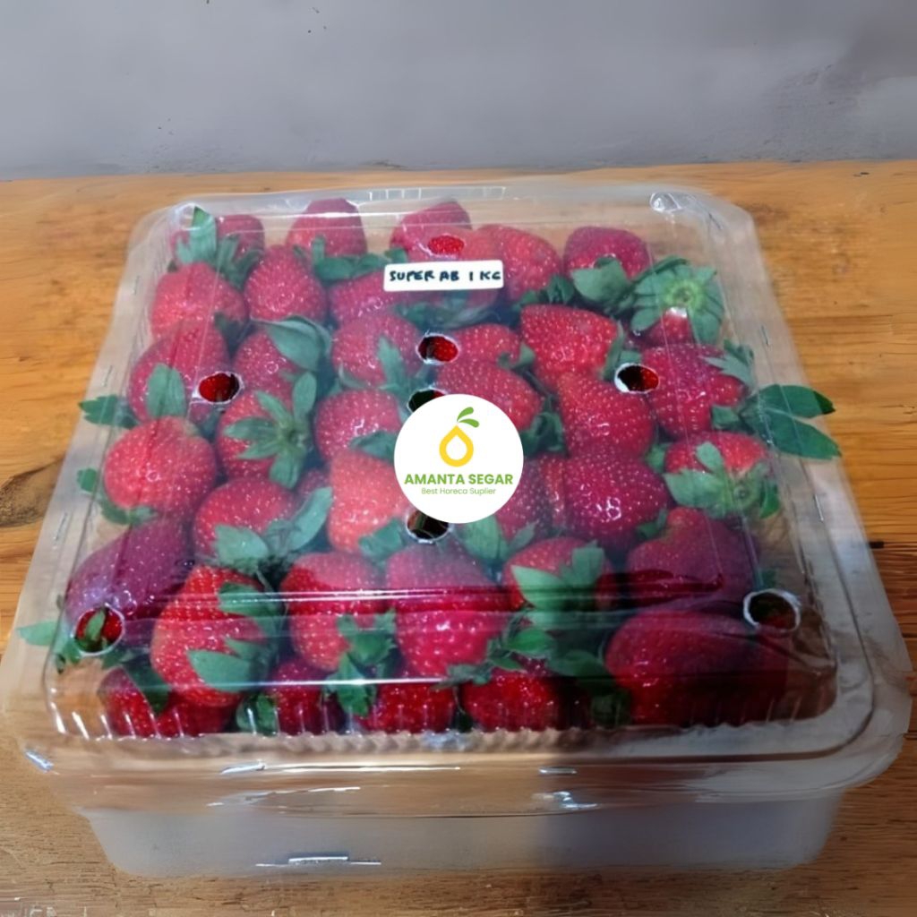 

PENGIRIMAN PO 1 HARI Buah Strawberry Strobery Super AB Segar Fresh Muat 1 Kg per Pack | Amanta Segar Bogor