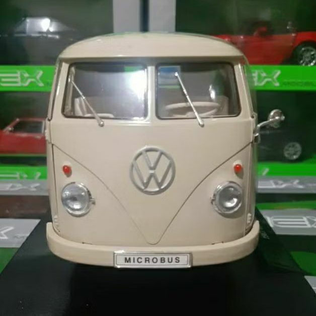 Diecast Welly Skala 1:18 Volkswagen T1 Bus 1963 Cream Baru Bukan Bekas Komplit