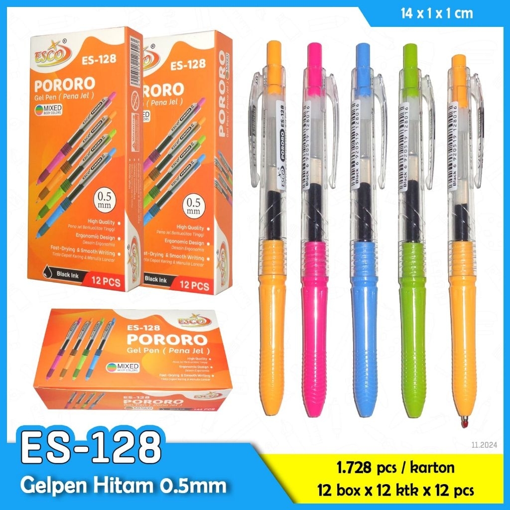 

GROSIR 1Lsn(12pcs) PORORO gel Pen hitam 0,5mm // Pen Gel murah
