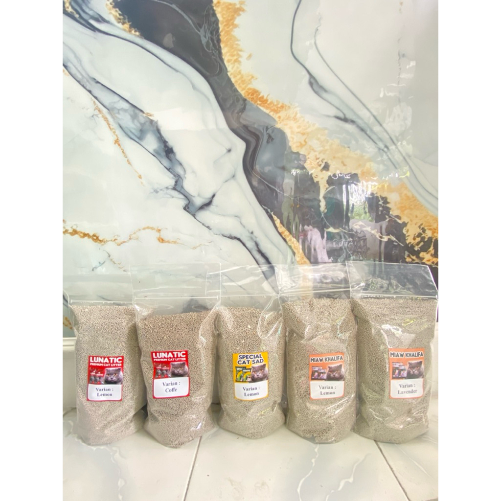 PASIR KUCING WANGI LUNATIC,SPECIAL,MIAW KHALIFA 1,5KG REPACK-AROMATIK COFFE,LAVENDER,LEMON -KUALITAS