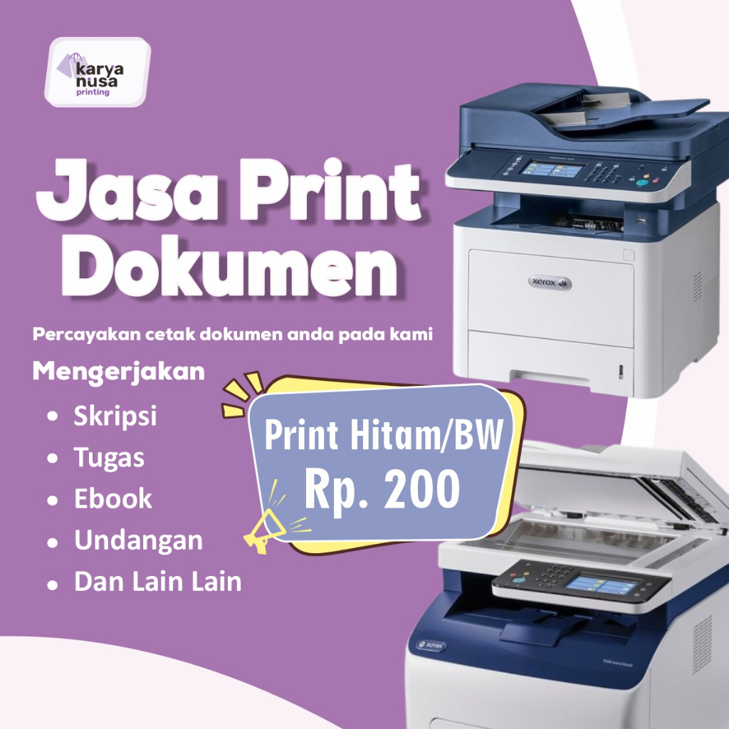 

JASA PRINT CETAK DOKUMEN A4 A5 F4 SKRIPSI MAKALAH BUKU MODUL TUGAS CV LAPORAN BISA WARNA DAN HITAM PUTIH KERTAS HVS 70 GSM