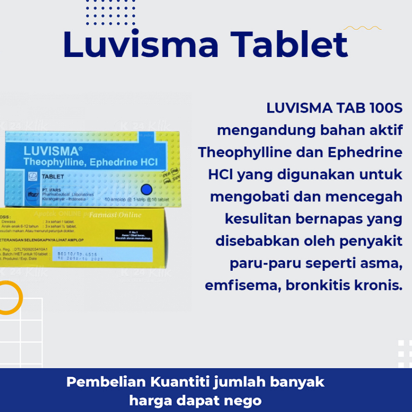 Luvisma tablet meringankan dan mengatasi serangan asma bronkial - 100s