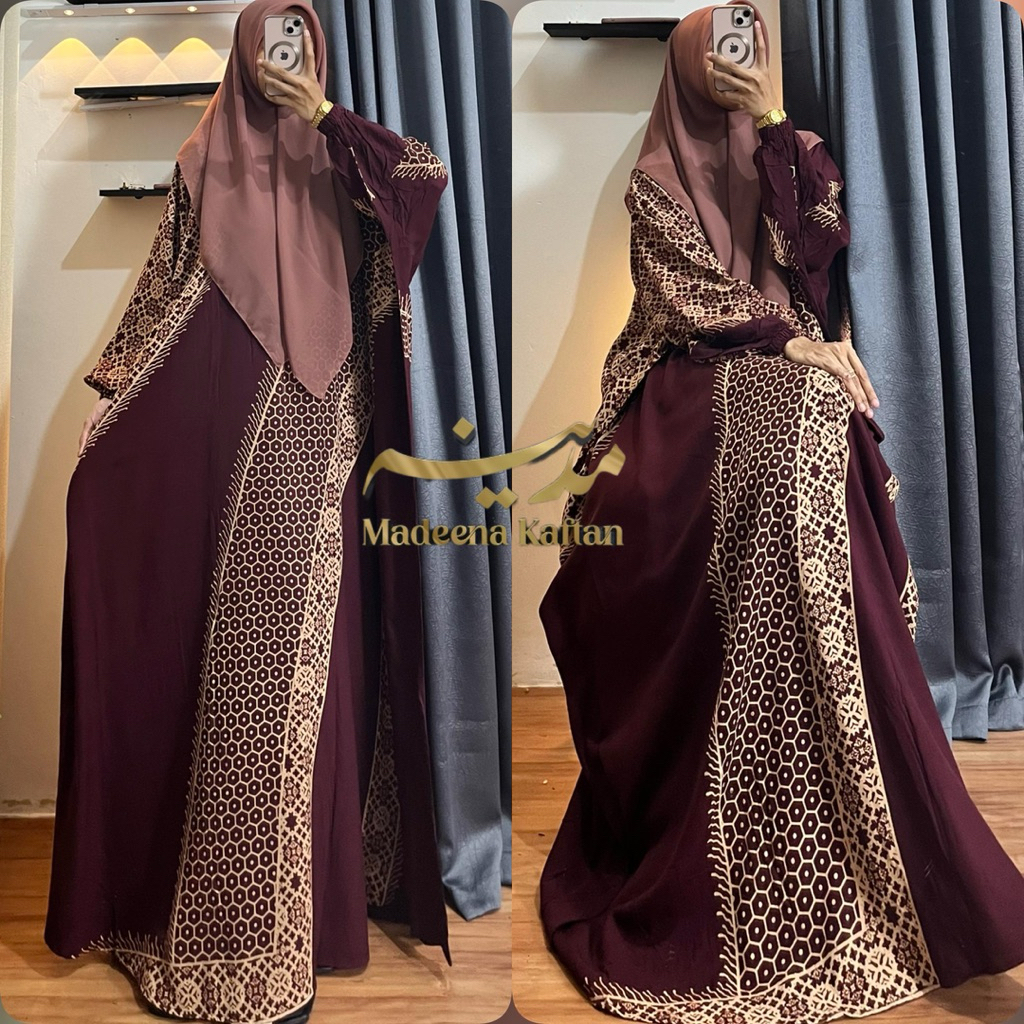 Kaftan Motif Joda Ld Jumbo Busui Bahan Rayon Adem Tebal Nyaman Gamis Abaya Wanita Muslim Remaja Dewa