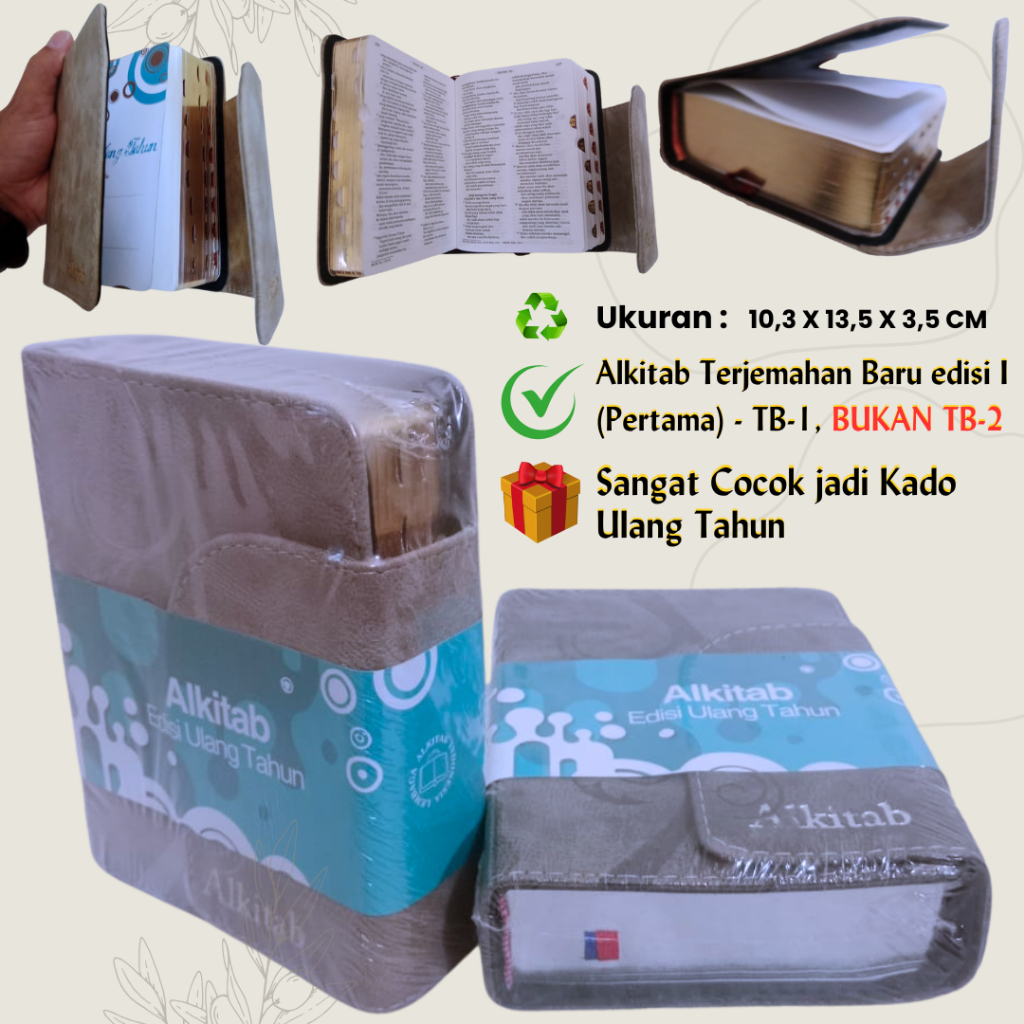 Alkitab TB1 Cover Tas Model Agenda (Pinggir Silver), ukuran Kecil untuk Remaja/Pemuda - Pakai Indeks