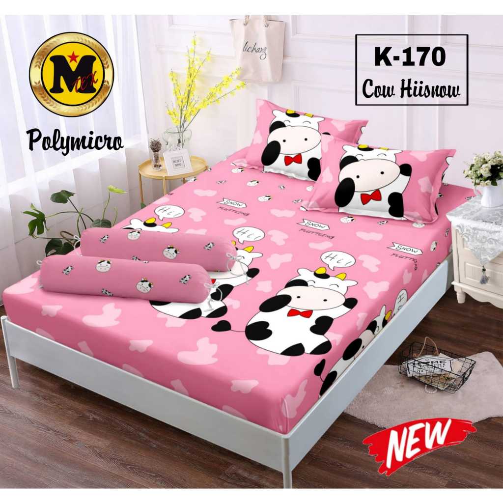 SPREI MOTIF SAPI PINK COW LUCU UK 120X200 SINGLE // SEPRAI MOTIF PINK COW SAPI // SEPRAI KARAKTER MO