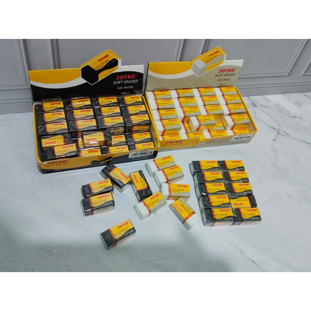 

40 PCS PENGHAPUS KECIL HITAM PUTIH JOYKO SOFT ERASER 526-B40BL PEMADAM KERTAS