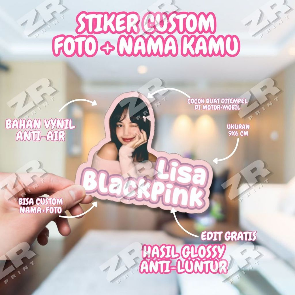 

Stiker Tulisan Nama dan Foto Wajah Custom Tahan Air READY
