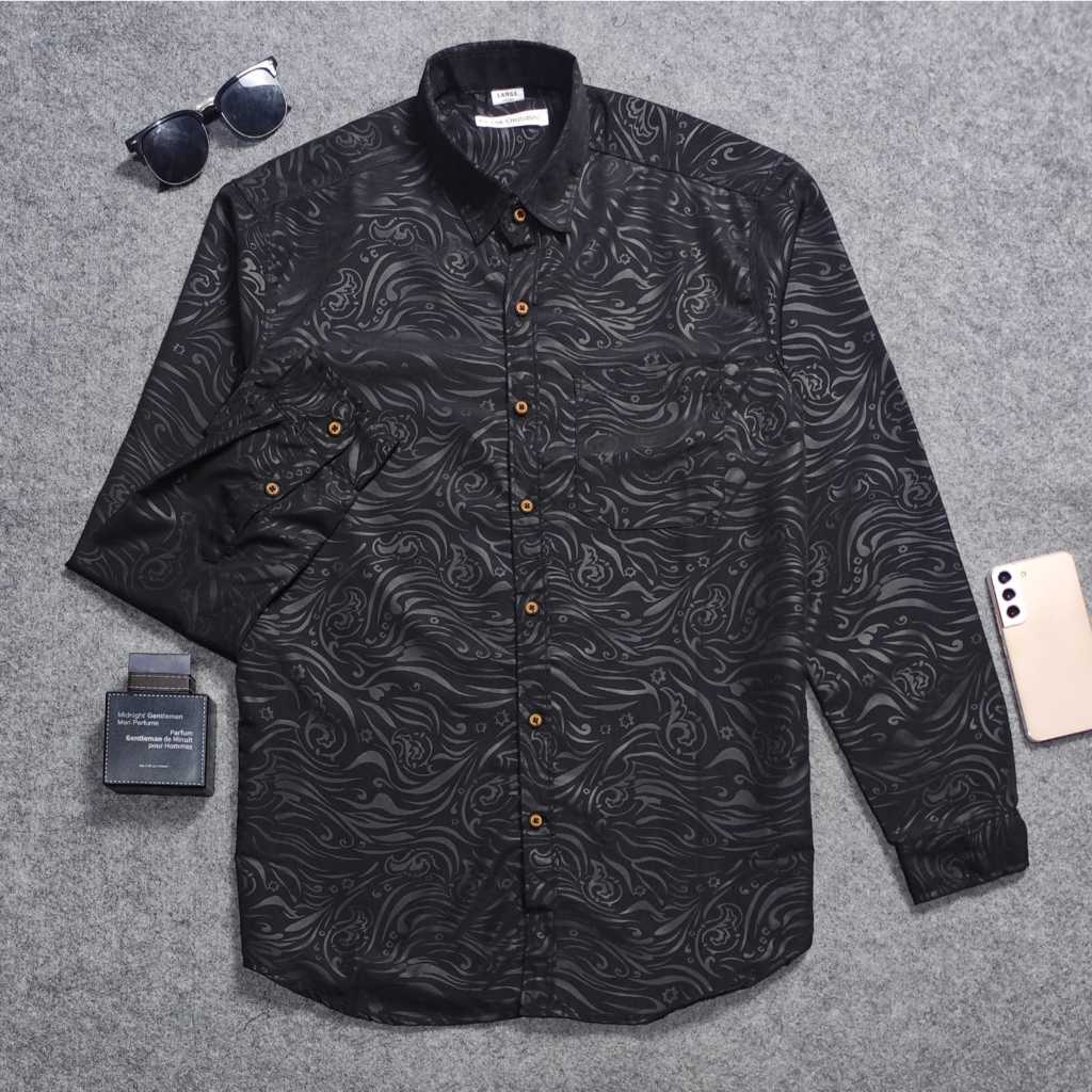 Detak Original Kemeja Embos Sultan Pria Lengan Panjang Yakuza Casual Slimfit