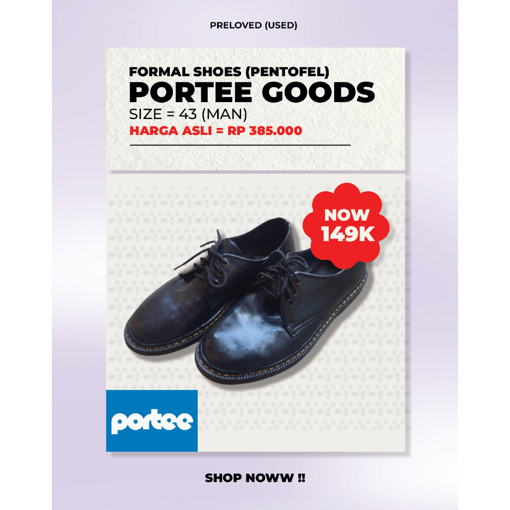 [PRELOVED] - Sepatu Boots Pria Portee Original Hitam Synthetic Leather (Man Size = Size 43)