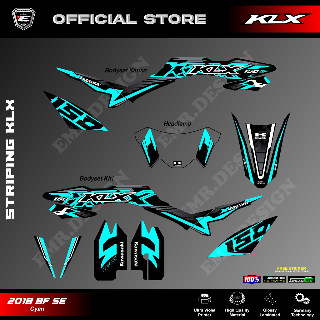 Striping KLX 150 2018 BF SE Xtreme Cyan