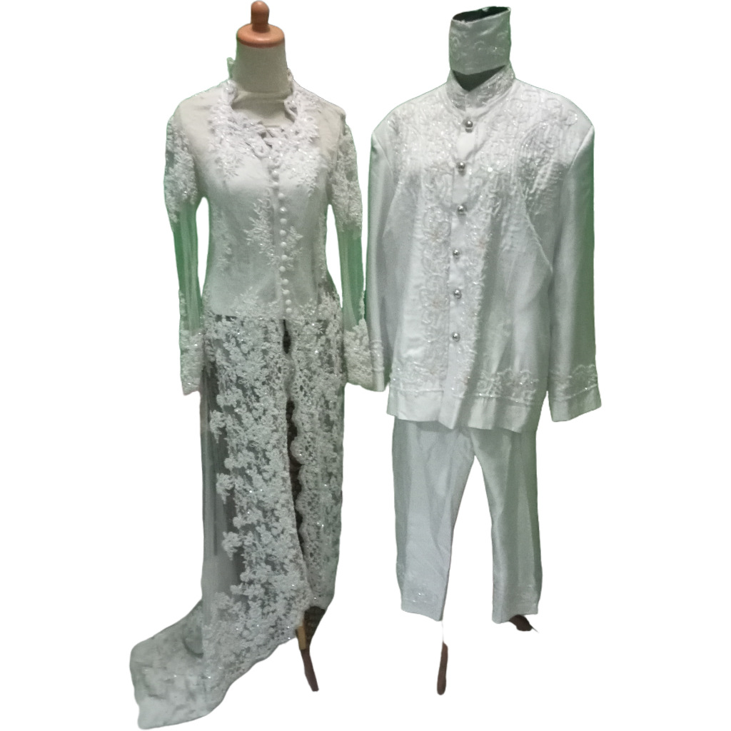 Couple Set Sepasang Baju Akad Nikah Pengantin Kebaya Beskap Preloved
