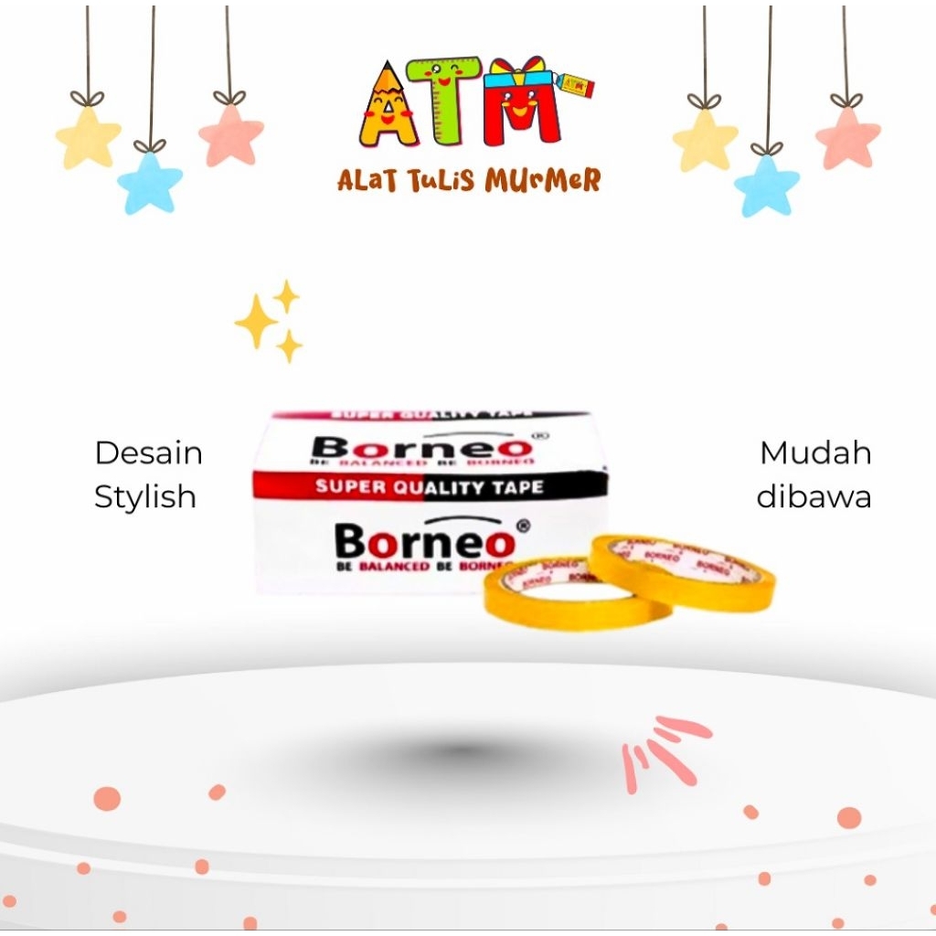 

Isolasi/Selotip/Perekat/Tape/Cello Tape Borneo Premium 12mm x 50 mm/1 Roll