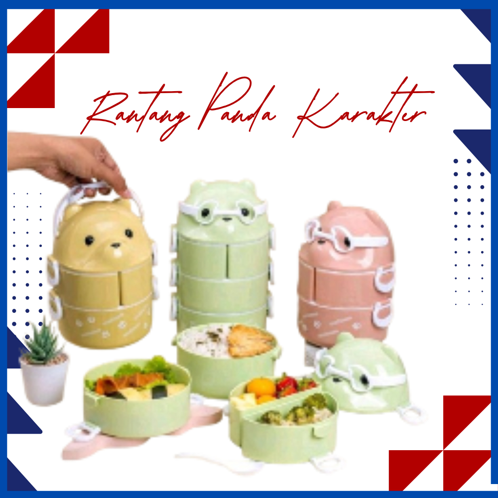 Rantang Panda Karakter Lucu Rantang Susun Plastik Karakter