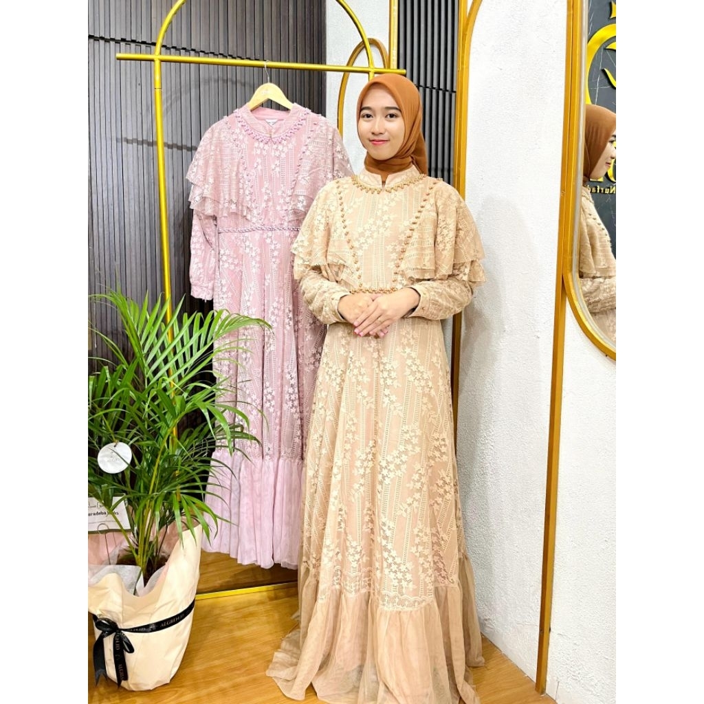 Gamis Brokat pesta premium