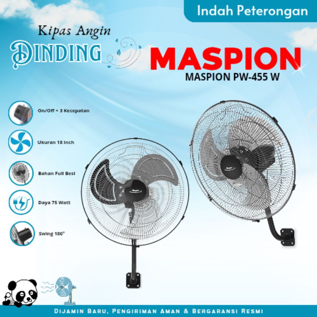 KIPAS ANGIN DINDING MASPION PW-455W/KIPAS DINDING TURBO/KIPAS TORNADO DINDING/MASPION 18 INCH BESI