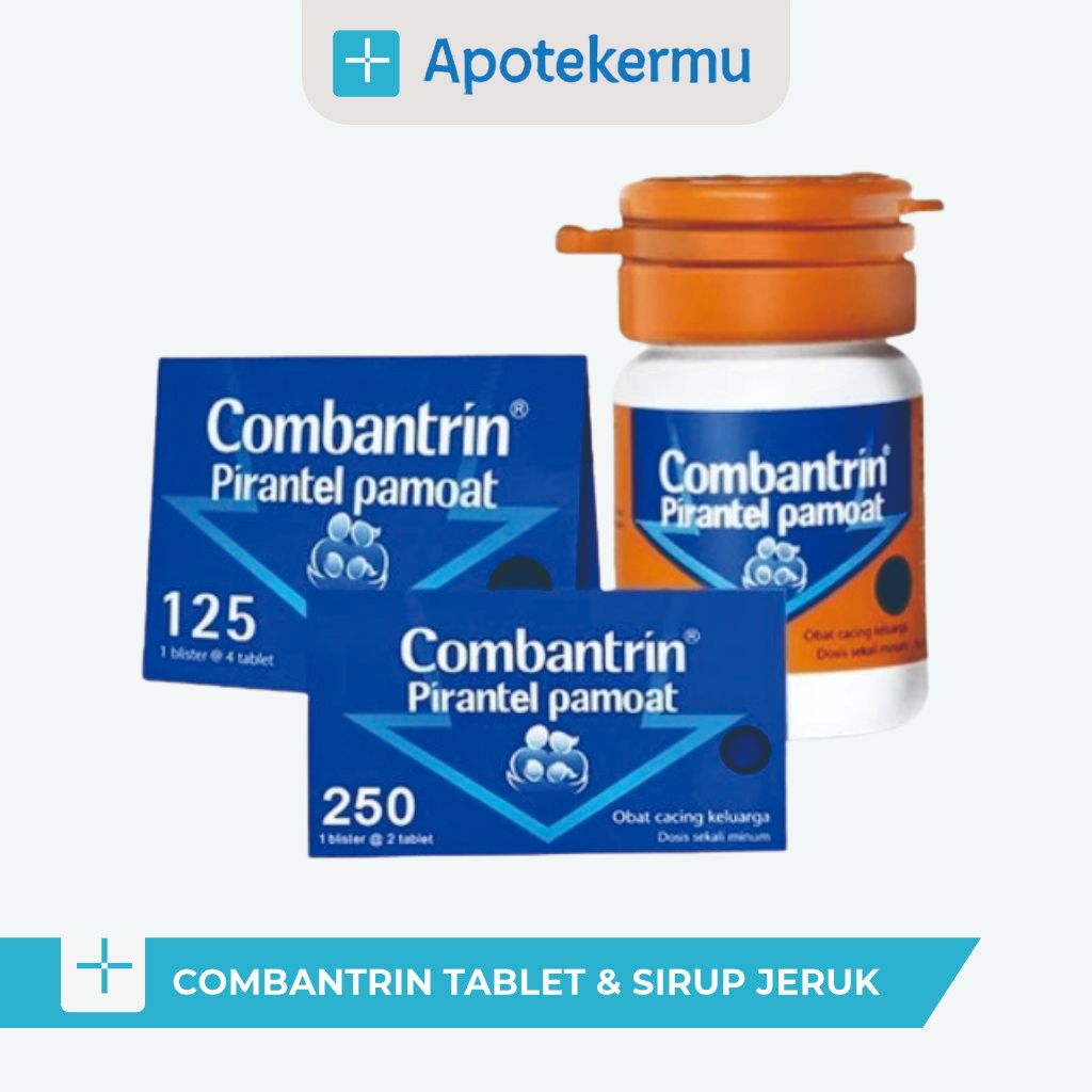 COMBANTRIN TABLET & SIRUP JERUK ANTI CACING 125 MG / 250 MG – OBAT CACING ANAK & DEWASA