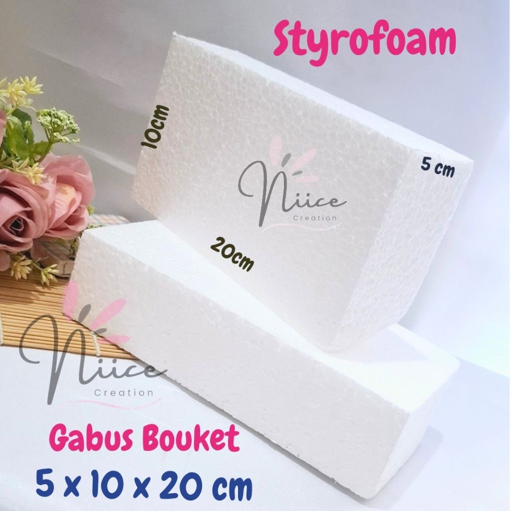 Styrofoam Gabus Bouket Bunga Ukuran 5x10x20 cm | gabus putih | gabus buket