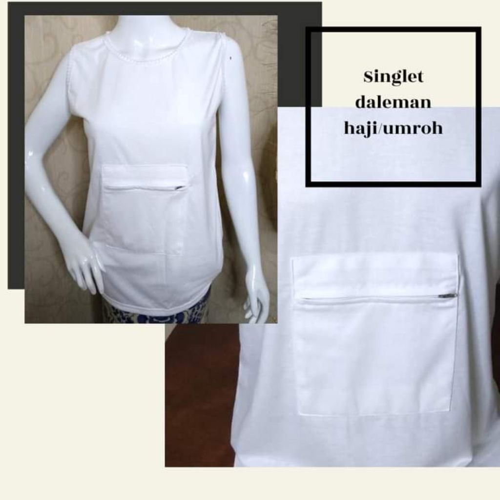 Kaos Dalam Singlet Haji&Umroh Wanita Kantong Depan