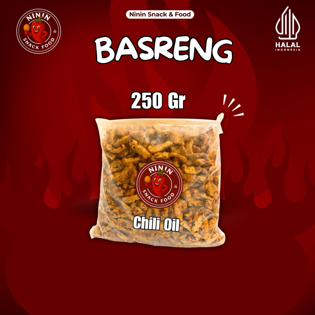 

Basreng Chili Oil Pedas 250 Gr Cemilan Makan Halal intans Renyah Ninin Snack food