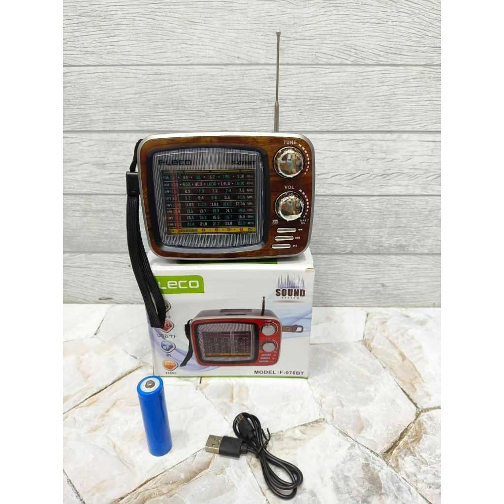 Radio Jadul Bluetooth Fleco F-078BT / Speaker Radio Classic USB Memori Card