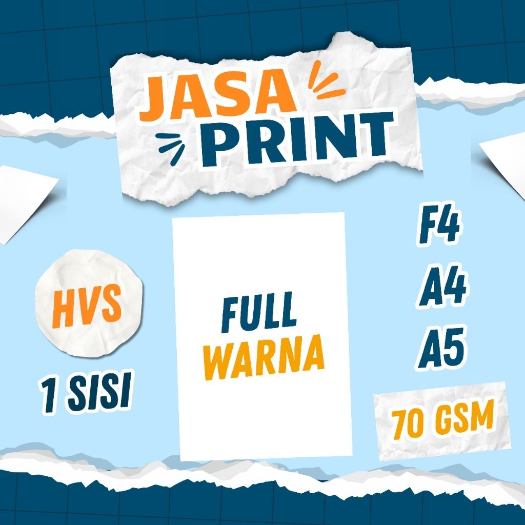 

Jasa Print Full Warna HVS 70 gsm 1 sisi F4 A4 A5
