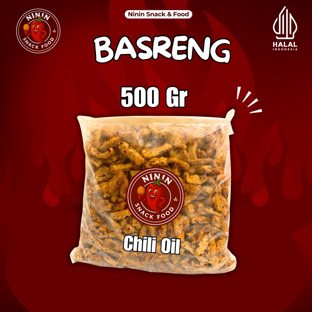 

Basreng Chili Oil Pedas 500 Gr Cemilan Makan Halal intans Renyah Ninin Snack food