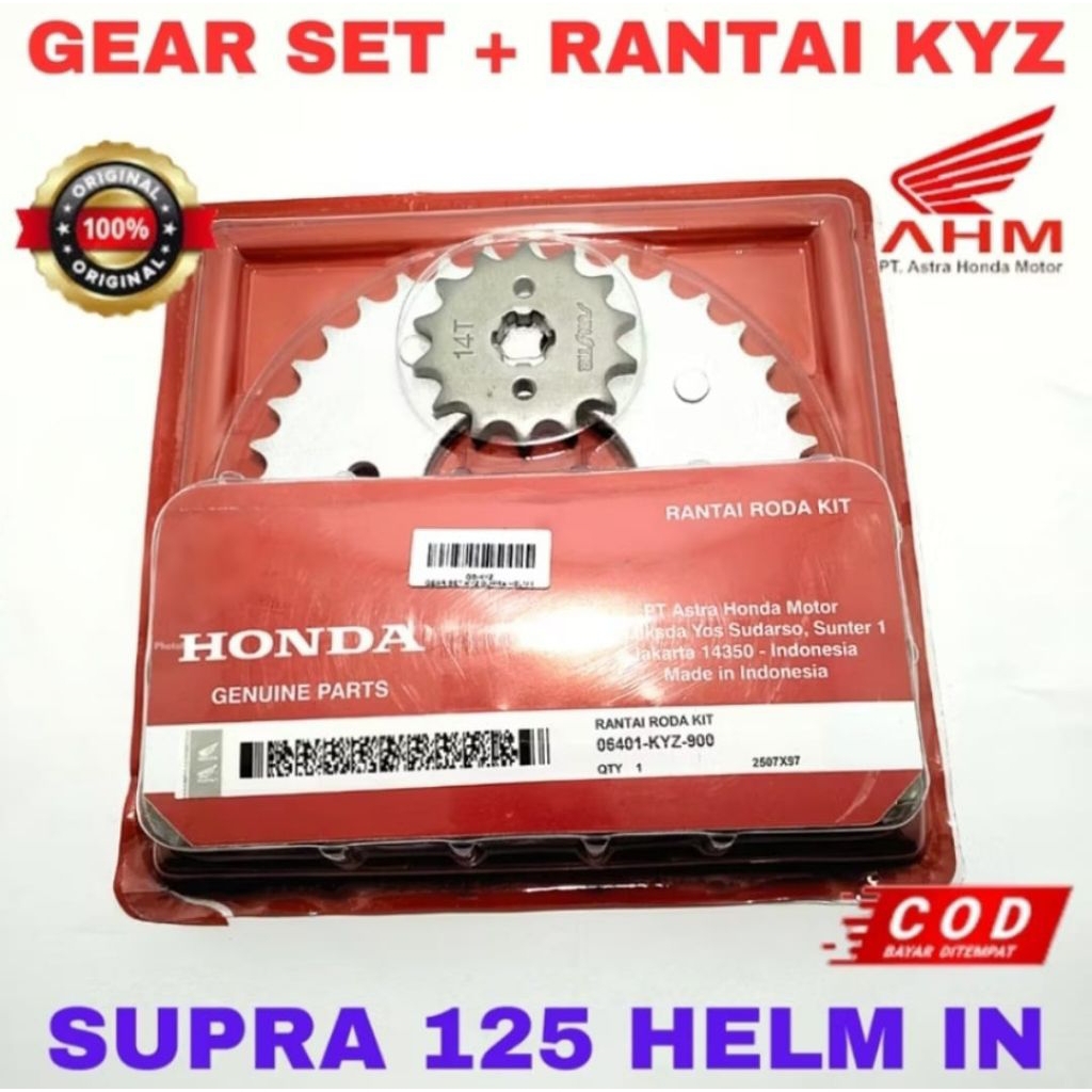 GEAR SET PLUS RANTE KYZ ORIGINAL HONDA SUPRA HELM IN GIR SET KYZ