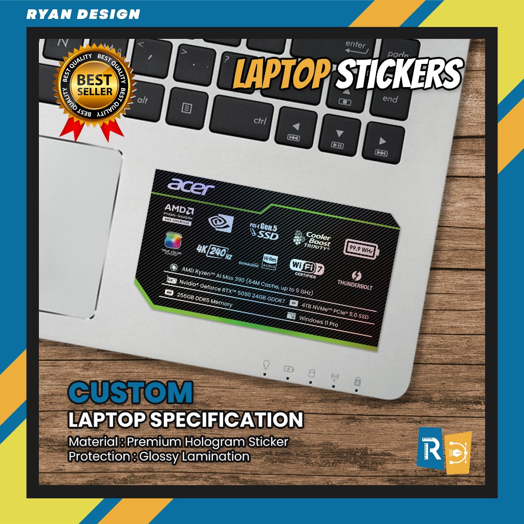 Stiker Logo Laptop Stiker Spesifikasi Fitur Laptop Stiker Nvidia RTX GTX Intel Amd (Model 012)