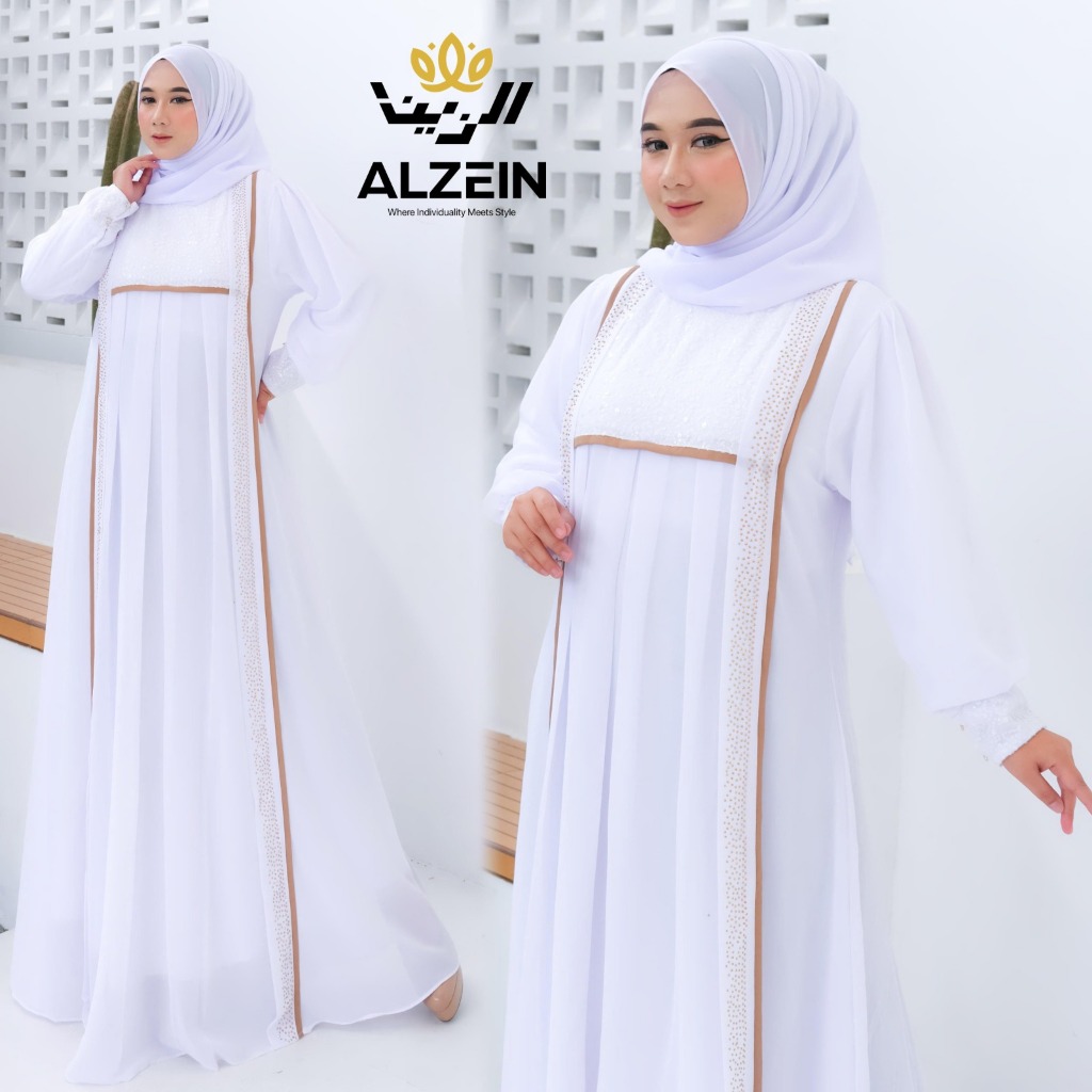 Gamis Putih Jumbo Ceruty babydoll mix Sequeen LD120-LD130 MAURA